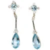 Art Deco 14ct Gold Long Drop Aquamarine & Diamond Earrings -Antique Jewellery Company DSC04796