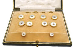 Edwardian 9ct Gold & Mother Of Pearl Dress Set In Original Case -Antique Jewellery Company DSC04803