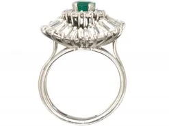 1950’s Large Platinum Ballerina Ring Set With An Emerald & Diamonds -Antique Jewellery Company DSC04810 scaled 1