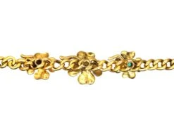 Early 20th Century 14ct Gold Bracelet With Three Four Leaf Clovers Set With A Ruby, Emerald & A Diamond 8 Early 20th Century 14ct Gold Bracelet With Three Four Leaf Clovers Set With A Ruby, Emerald & A Diamond -Antique Jewellery Company DSC04827 copy scaled 1