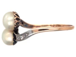 Art Nouveau Platinum & 18ct Gold, Natural Split Pearls & Diamond Ring 19 Art Nouveau Platinum & 18ct Gold, Natural Split Pearls & Diamond Ring -Antique Jewellery Company DSC04851