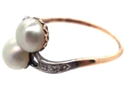 Art Nouveau Platinum & 18ct Gold, Natural Split Pearls & Diamond Ring 21 Art Nouveau Platinum & 18ct Gold, Natural Split Pearls & Diamond Ring -Antique Jewellery Company DSC04857