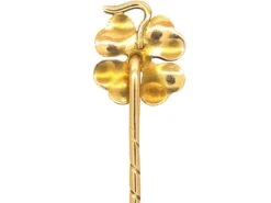 Edwardian 15ct Gold Tie Pin Ofa Four Leaf Clover Set With A Diamond -Antique Jewellery Company DSC04872 scaled 1