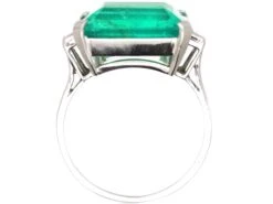 Art Deco Platinum Ring Set With A Large Colombian Emerald With Diamond Baguette Shoulders 9 Art Deco Platinum Ring Set With A Large Colombian Emerald With Diamond Baguette Shoulders -Antique Jewellery Company DSC04883