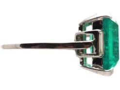 Art Deco Platinum Ring Set With A Large Colombian Emerald With Diamond Baguette Shoulders 11 Art Deco Platinum Ring Set With A Large Colombian Emerald With Diamond Baguette Shoulders -Antique Jewellery Company DSC04903