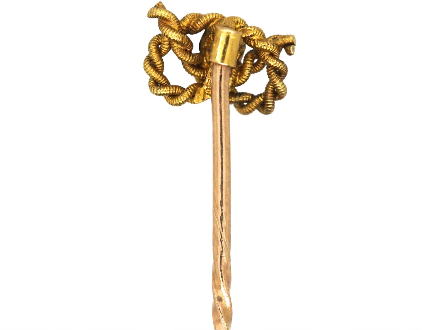 Edwardian 15ct Gold Lover’s Knot Tie Pin Set With A Diamond 4 Edwardian 15ct Gold Lover’s Knot Tie Pin Set With A Diamond - Image 2