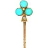 Edwardian 15ct Gold Shamrock Tie Pin Set With Turquoise & A Diamond 1 Edwardian 15ct Gold Shamrock Tie Pin Set With Turquoise & A Diamond -Antique Jewellery Company DSC04964 scaled 1