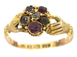 Late Georgian 15ct Gold Gem Set Token Of Affection Ring -Antique Jewellery Company DSC04975