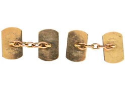 Art Deco 9ct Gold & Silver Rectangular Engine Turned Cufflinks -Antique Jewellery Company DSC04977