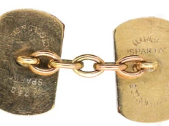 Art Deco 9ct Gold & Silver Rectangular Engine Turned Cufflinks -Antique Jewellery Company DSC04979