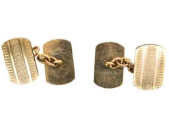 Art Deco 9ct Gold & Silver Rectangular Engine Turned Cufflinks -Antique Jewellery Company DSC04981 1