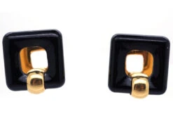 18ct Gold & Onyx Square Hinged Cufflinks