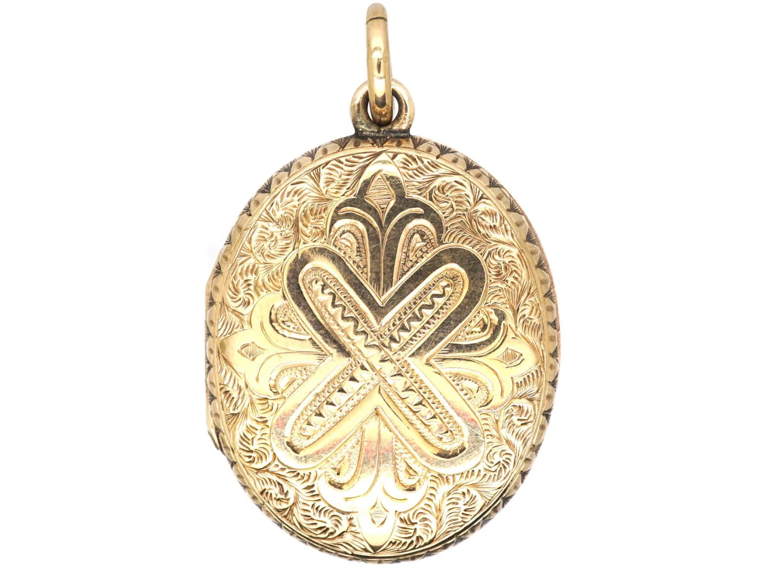 Victorian 15ct Gold Oval Engraved Locket With Heart Cartouche 3 Victorian 15ct Gold Oval Engraved Locket With Heart Cartouche