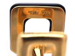 18ct Gold & Onyx Square Hinged Cufflinks -Antique Jewellery Company DSC05013 1