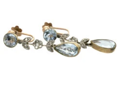 Edwardian Aquamarine & Rose Diamond Drop Earrings 7 Edwardian Aquamarine & Rose Diamond Drop Earrings -Antique Jewellery Company DSC05013