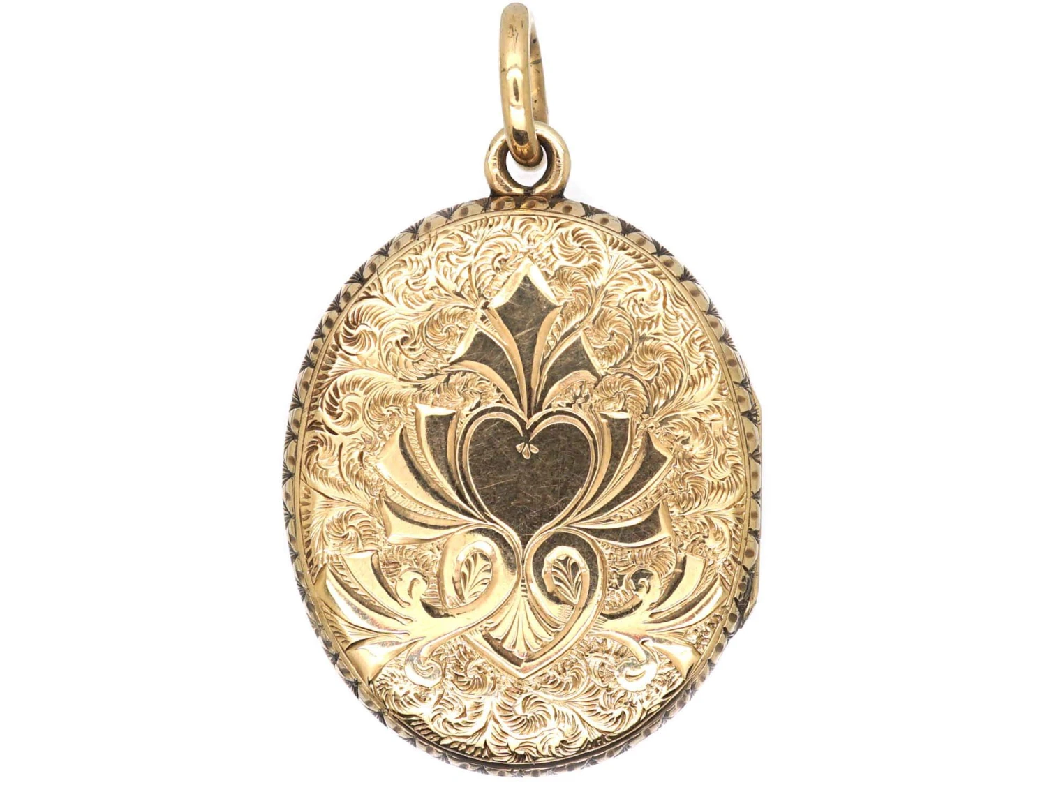 Victorian 15ct Gold Oval Engraved Locket With Heart Cartouche 6 Victorian 15ct Gold Oval Engraved Locket With Heart Cartouche - Image 4