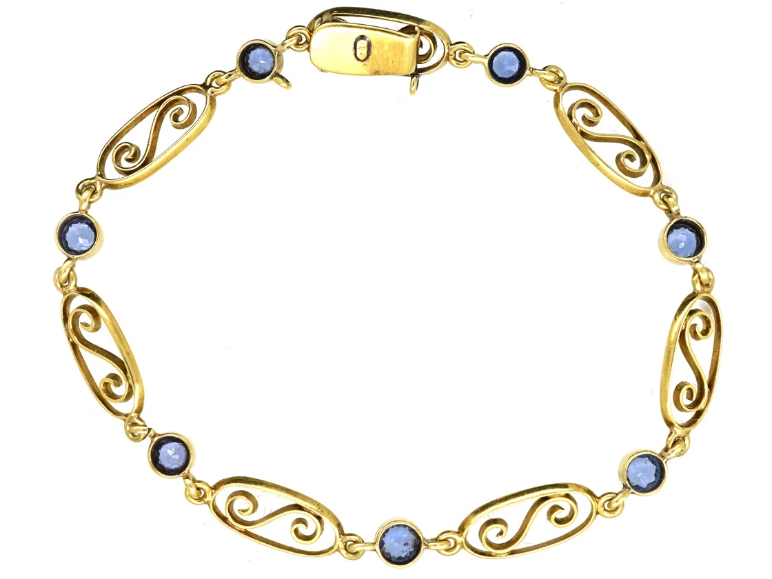 Edwardian 15ct Gold & Sapphire Bracelet 6 Edwardian 15ct Gold & Sapphire Bracelet - Image 4