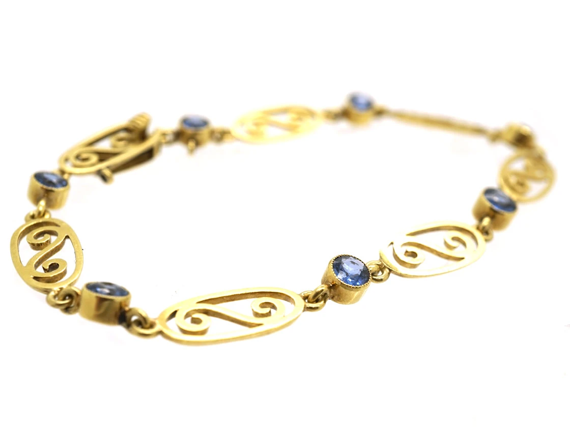 Edwardian 15ct Gold & Sapphire Bracelet 4 Edwardian 15ct Gold & Sapphire Bracelet - Image 2
