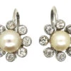 Edwardian 18ct White Gold, Natural Pearl & Diamond Daisy Earrings 2 Edwardian 18ct White Gold, Natural Pearl & Diamond Daisy Earrings -Antique Jewellery Company DSC05044