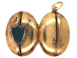 Victorian 15ct Gold Oval Locket Set With A Shield Shaped Bloodstone -Antique Jewellery Company DSC05066