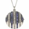 Art Deco Round Platinum Locket Set With Rose Diamonds & Sapphires On Platinum Chain -Antique Jewellery Company DSC05079 scaled 1