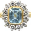 18ct Gold, Octagonal Aquamarine & Diamond Cluster Ring
