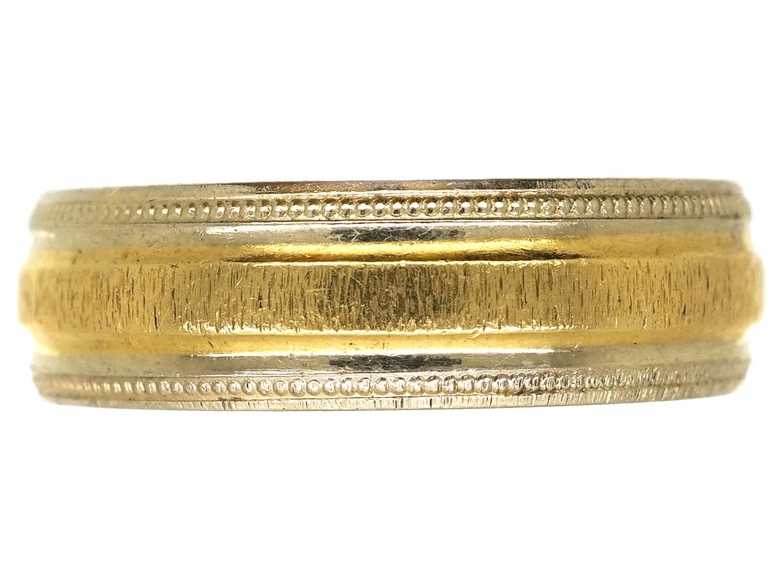 18ct Two Colour Gold Wedding Band 3 18ct Two Colour Gold Wedding Band