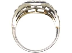 Art Deco Platinum & 18ct White Gold, Sapphire & Diamond Oval Cluster Ring -Antique Jewellery Company DSC05117 scaled 1