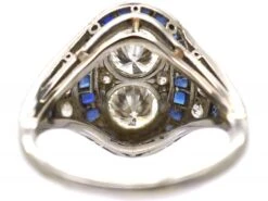 Art Deco Platinum & 18ct White Gold, Sapphire & Diamond Oval Cluster Ring -Antique Jewellery Company DSC05119 scaled 1