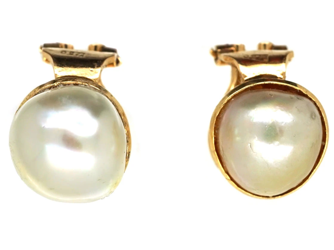 18ct Gold Clip On Pearl Earrings 3 18ct Gold Clip On Pearl Earrings
