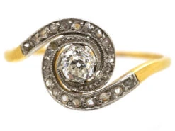 Art Nouveau 18ct Gold & Diamond Twist Ring -Antique Jewellery Company DSC05167