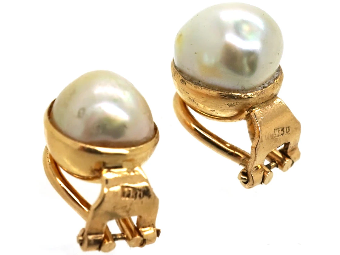18ct Gold Clip On Pearl Earrings 4 18ct Gold Clip On Pearl Earrings - Image 2