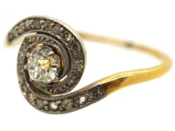 Art Nouveau 18ct Gold & Diamond Twist Ring -Antique Jewellery Company DSC05169