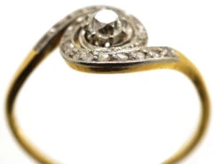 Art Nouveau 18ct Gold & Diamond Twist Ring -Antique Jewellery Company DSC05172
