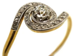 Art Nouveau 18ct Gold & Diamond Twist Ring -Antique Jewellery Company DSC05174