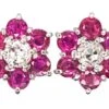 18ct White Gold, Ruby & Diamond Cluster Earrings 1 18ct White Gold, Ruby & Diamond Cluster Earrings -Antique Jewellery Company DSC05177 scaled 1