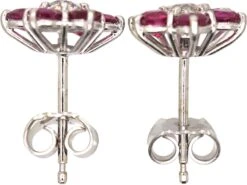18ct White Gold, Ruby & Diamond Cluster Earrings 5 18ct White Gold, Ruby & Diamond Cluster Earrings -Antique Jewellery Company DSC05185 scaled 1