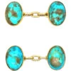 Edwardian 15ct Gold & Turquoise Matrix Cufflinks -Antique Jewellery Company DSC05195 copy