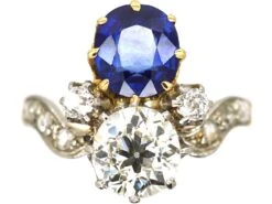 Edwardian 18ct Gold & Platinum, Sapphire & Diamond Tiara Ring