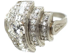 Art Deco 18ct White Gold & Diamond Curve Design Ring 11 Art Deco 18ct White Gold & Diamond Curve Design Ring -Antique Jewellery Company DSC05204