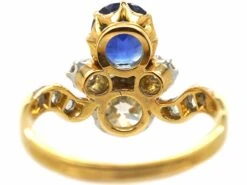 Edwardian 18ct Gold & Platinum, Sapphire & Diamond Tiara Ring -Antique Jewellery Company DSC05215 scaled 1