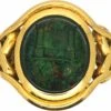 Victorian 18ct Gold Signet Ring Set With A Bloodstone With An Intaglio Of A Castle