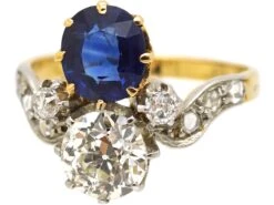 Edwardian 18ct Gold & Platinum, Sapphire & Diamond Tiara Ring -Antique Jewellery Company DSC05230 scaled 1