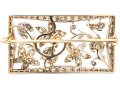 Edwardian Rectangular Shaped Diamond Flower Brooch In Original Case -Antique Jewellery Company DSC05237