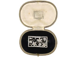 Edwardian Rectangular Shaped Diamond Flower Brooch In Original Case -Antique Jewellery Company DSC05250