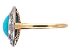 Turquoise & Diamond Oval Cluster Ring -Antique Jewellery Company DSC05251