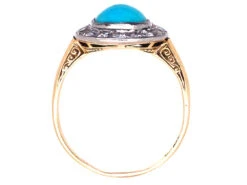Turquoise & Diamond Oval Cluster Ring -Antique Jewellery Company DSC05253
