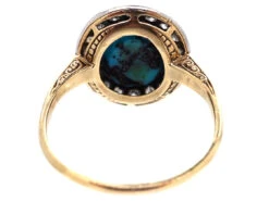 Turquoise & Diamond Oval Cluster Ring -Antique Jewellery Company DSC05257