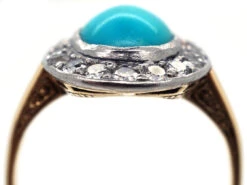Turquoise & Diamond Oval Cluster Ring -Antique Jewellery Company DSC05261