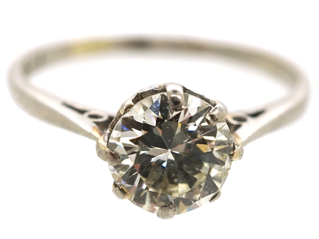 Art Deco Diamond Single Stone Platinum Ring 10 Art Deco Diamond Single Stone Platinum Ring - Image 8